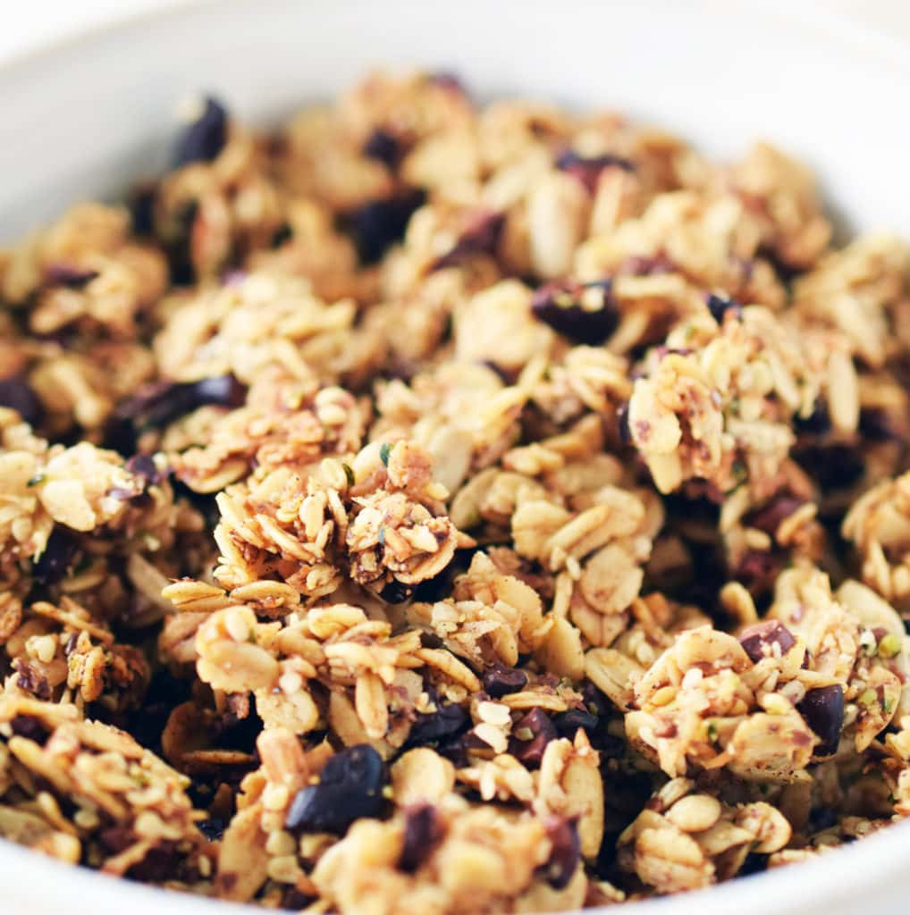 close up of homemade superfood granola