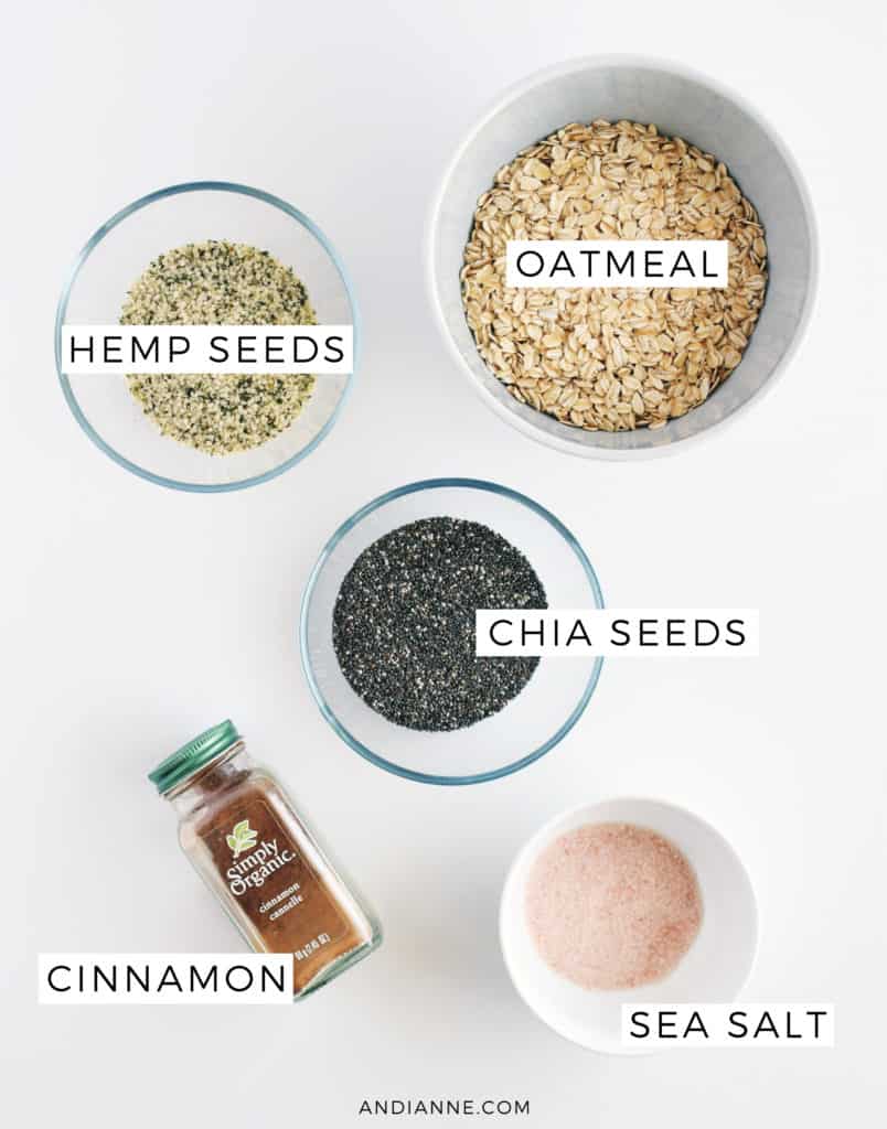 ingredients in bowls on white counter
