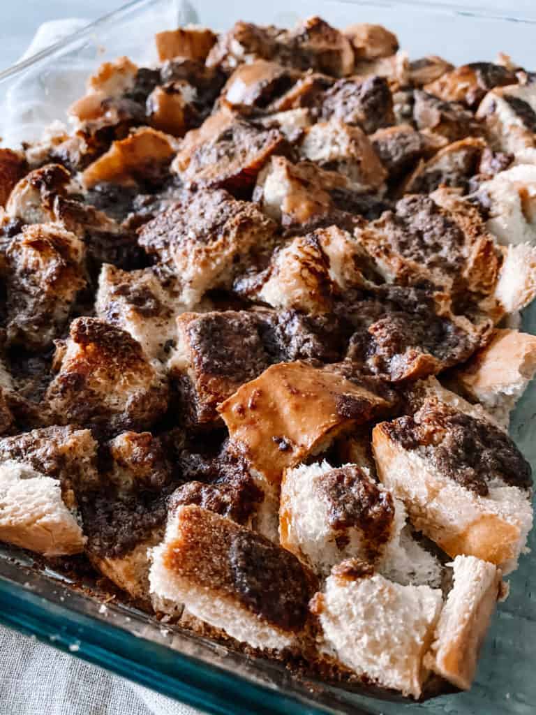 french toast casserole after cooking