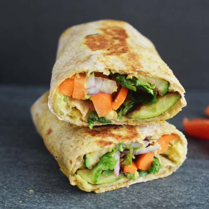 Grilled Zucchini Hummus Veggie Wrap