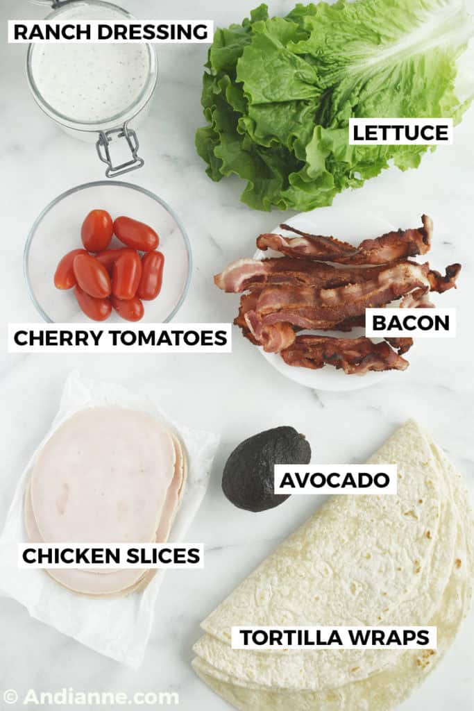 ingredients for recipe separate in bowls and on plates