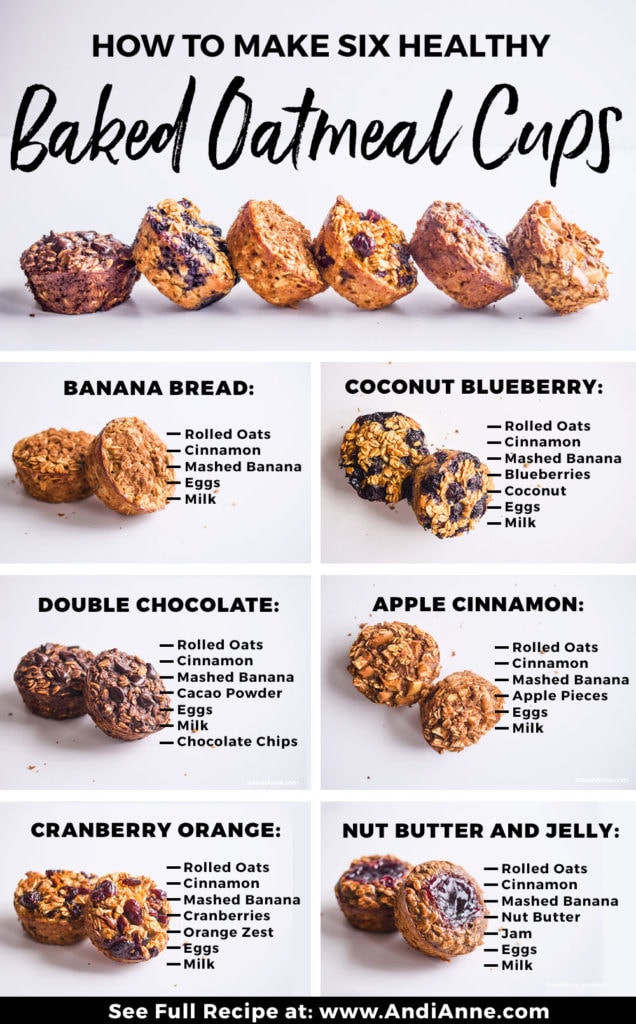 baked oatmeal breakfast cups with six flavor options to try