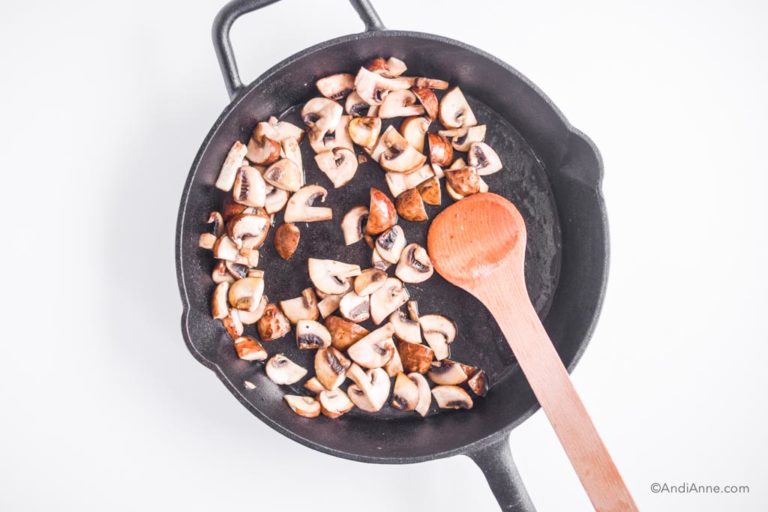 cooked mushrooms in a frying pan