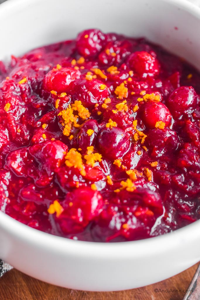 cranberry orange sauce in a white bowl - healthy holiday recipes