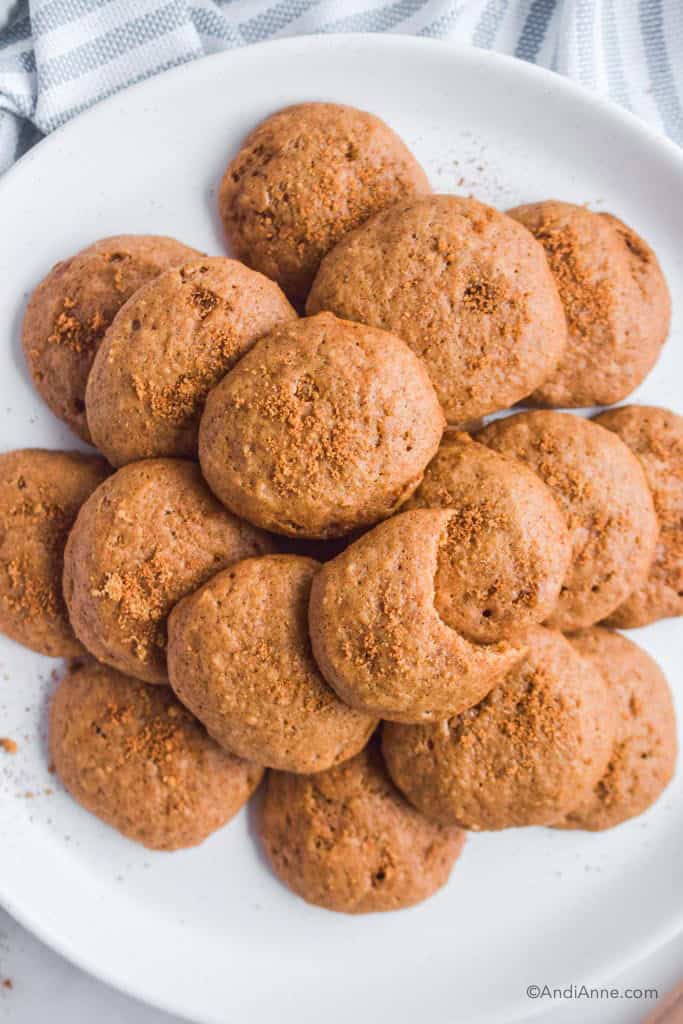 applesauce spice cookies stacked on a white plate