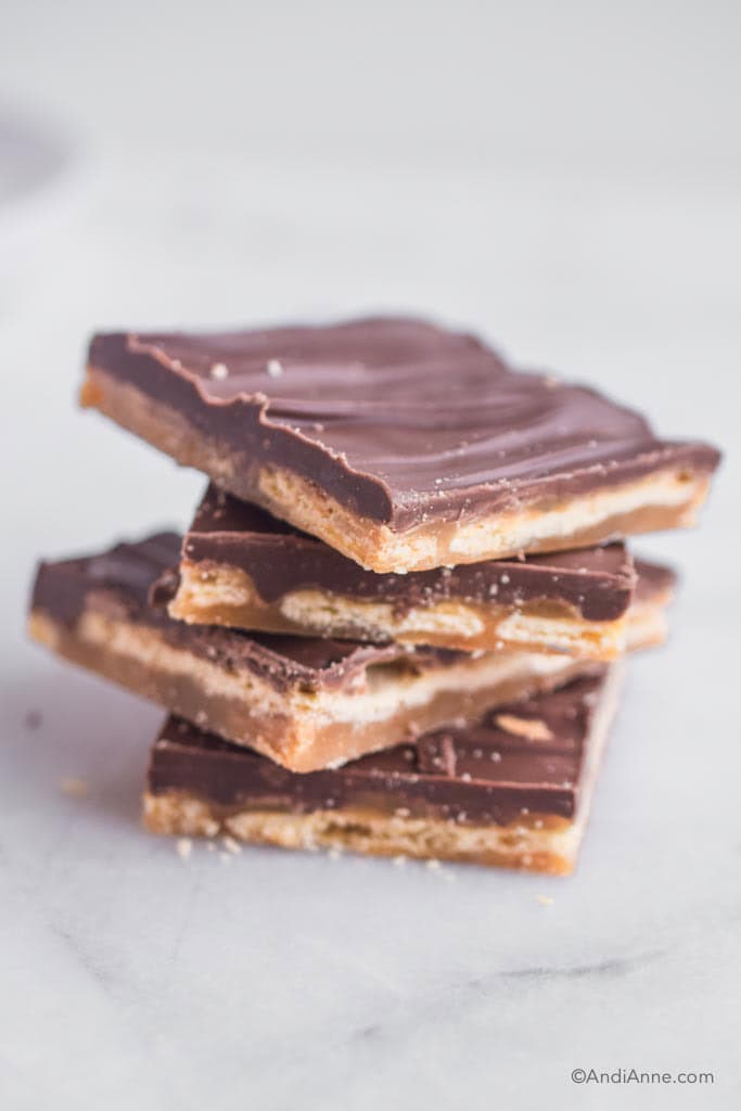 a stack of four pieces of cracker candy
