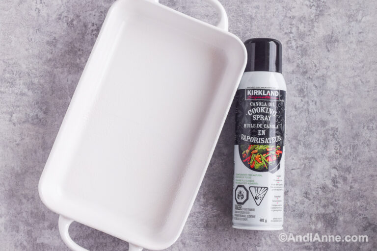 baking dish and cooking spray.