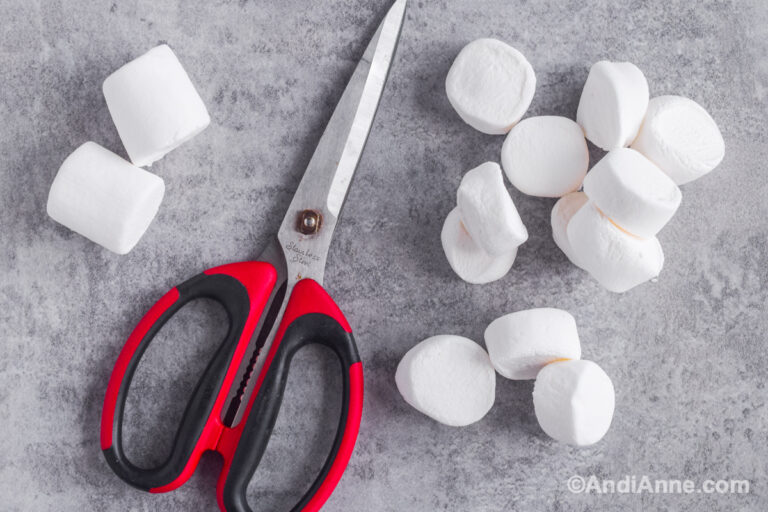 Marshmallows and scissors.