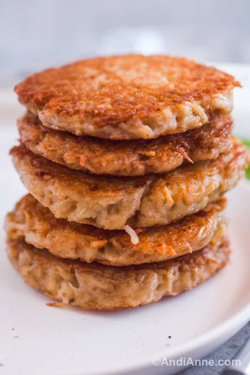 A stack of german potato pancakes close up
