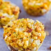 Three stuffing muffins.